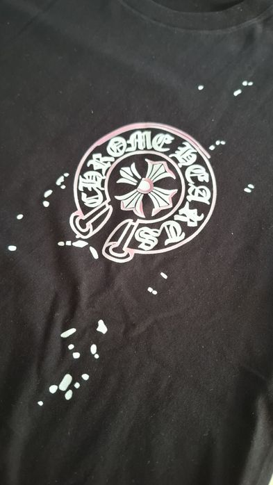 Tricou Chrome Hearts Negru, Print Alb-Roz, Marimea XL