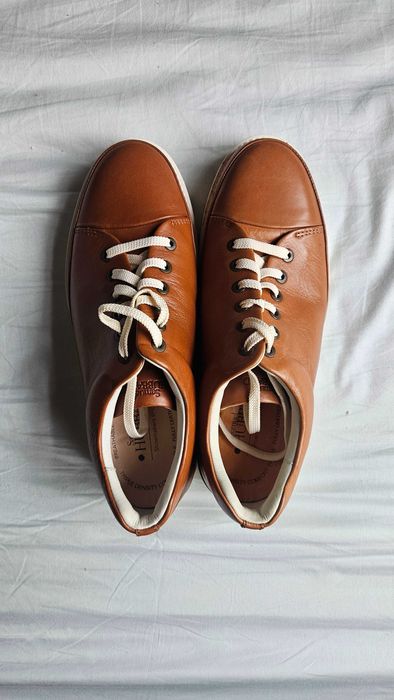 Кожаные кеды бежевые