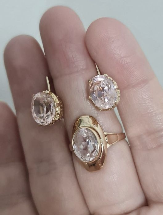 Золотой набор 583 пробы с гранатитом