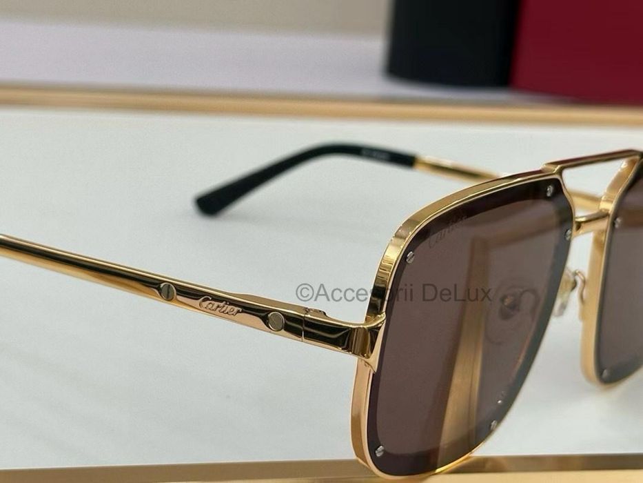 Ochelari de Soare Cartier CT0194S Noi Full Box Santos De Cartier [Verificare Colet] Gold
