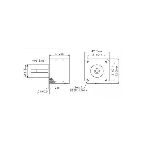 Стъпков мотор NEMA17 - 17HS4401 - за 3D принтер, CNC, RepRap 42мм
