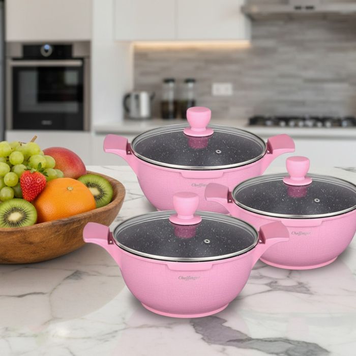 Комплект от 3 тенджери Cheffinger с мраморно покритие 20/24/28 см