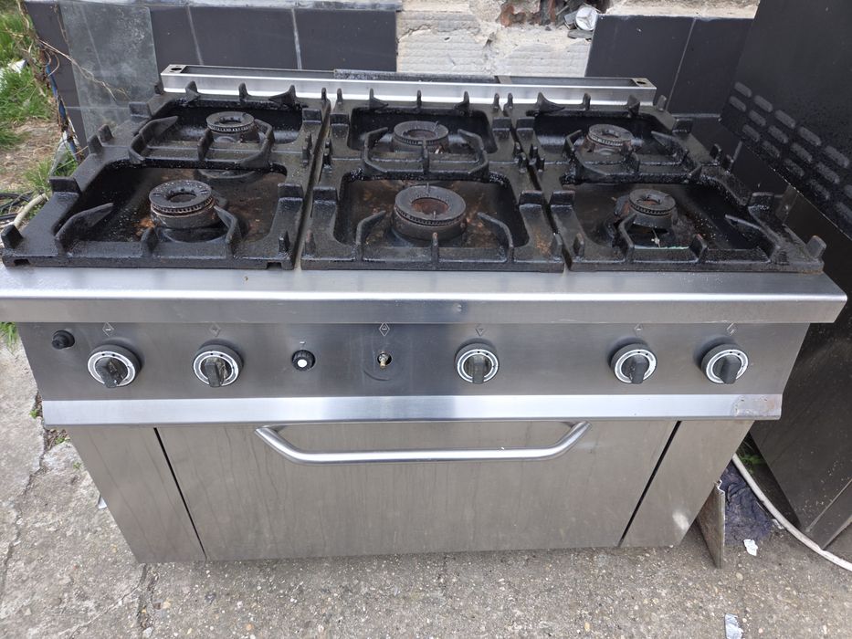 Aragaz inox, aparat de gatit cu 2-6 ochiuri si plita mare, 120x70 cm