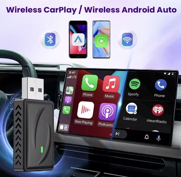 PROMOTION Безжичен адаптер 2-в-1 за CarPlay и Android Auto