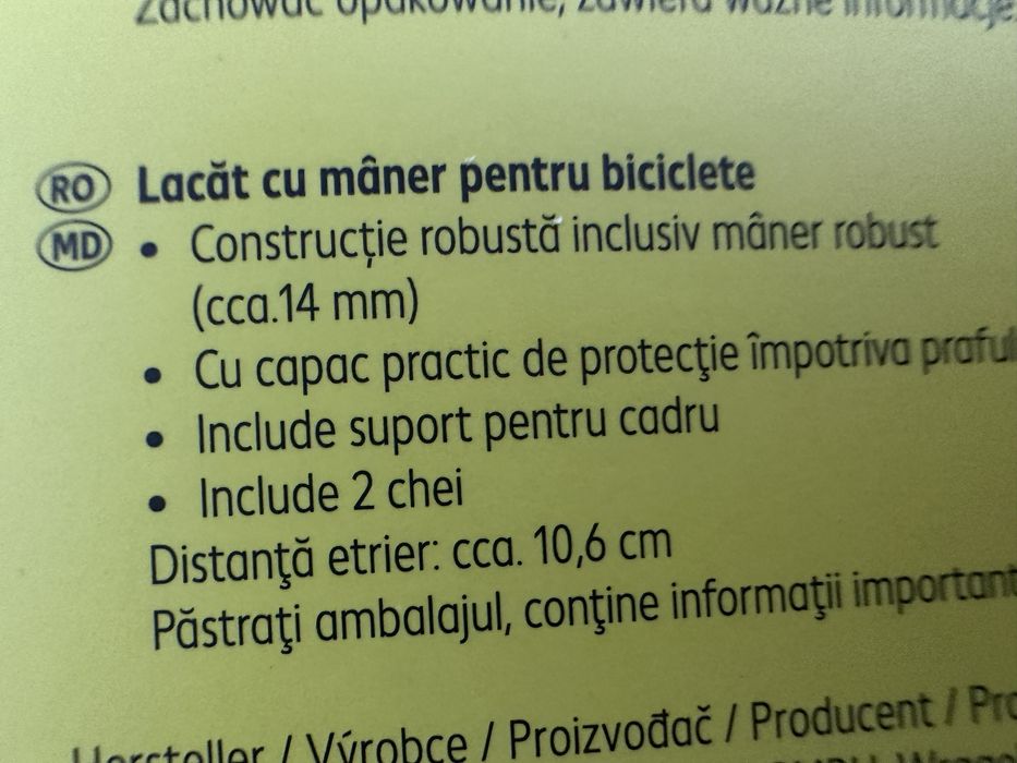 Lacat bicicleta cu mâner
