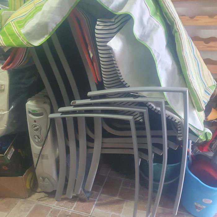 Masa cu 4 scaune set exterior terasa gradina din sticla metal aluminiu