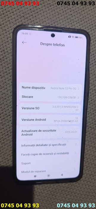 telefon Xiaomi Redmi Note 13 Pro 5G 8GB RAM 256GB impecabil ca nou si cutie