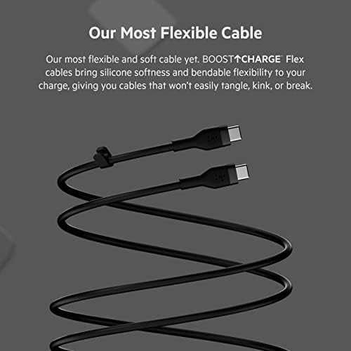 Нови Belkin 2 броя силиконови USB C кабели за зареждане черен и бял телефон Samsung Galaxy MacBook