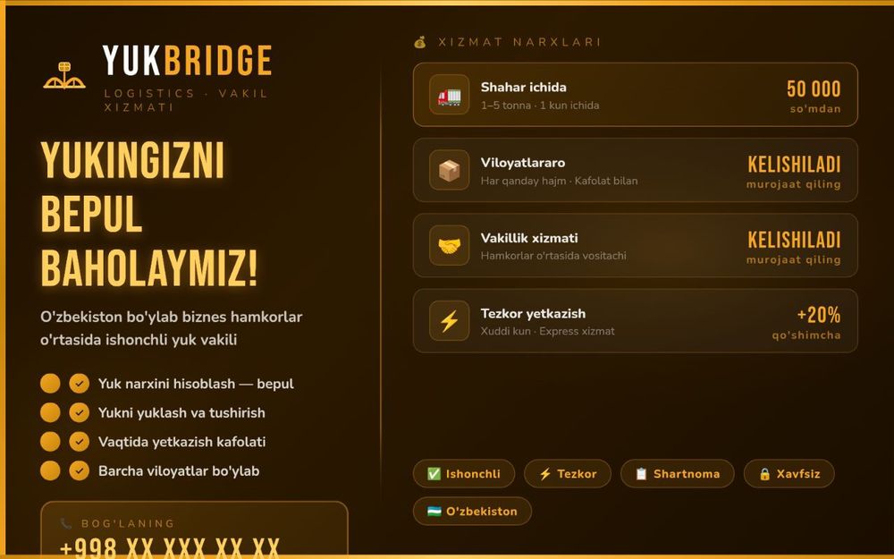 Pochta xizmatlari , yetkazish,yuklarni upakofka qilish ,