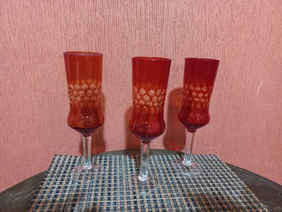 СССР редкие бокалы,цветное стекло,пантография,см.все фото