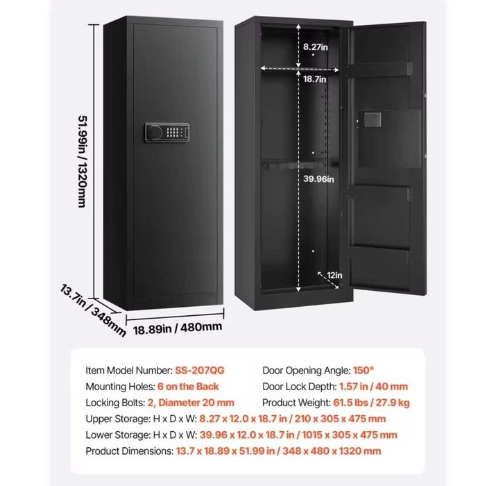 Промо! Сейф (каса) за оръжие с циф. клавиатура и заключване за 7 пушки