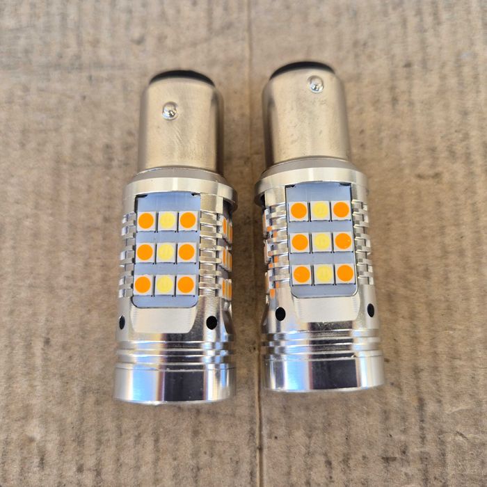 LED крушки оранжево и бяло двойна светлина DRL дневни светлини 1157