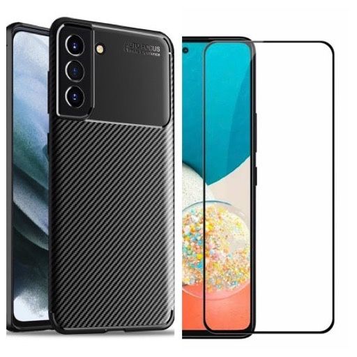 Samsung S25 S24 S23 S21 S20 FE Pack Husa Carbon Case+Folie Sticla Curb