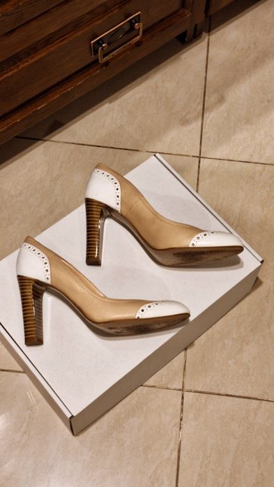 Pantofi Alb - crem retro, marimea 37