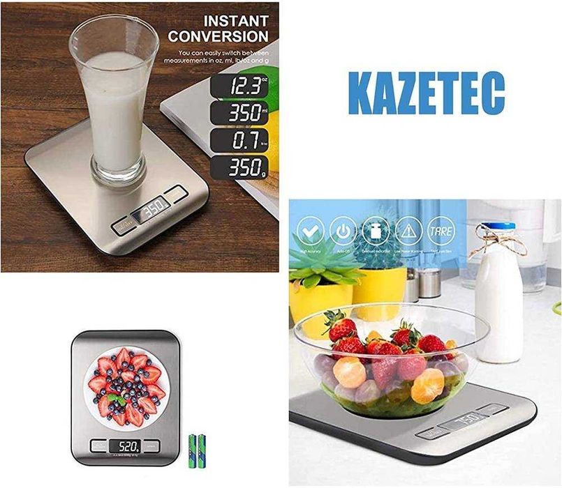 Цифрова кухненска везна,неръждаема стомана, LCD дисплей, 5кг