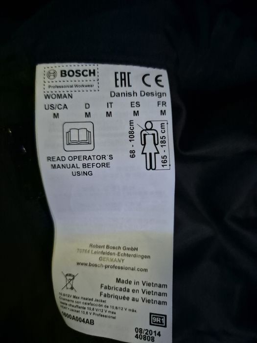 Geaca S - M cu încălzire  Bosch primăvară 12 - 18 V