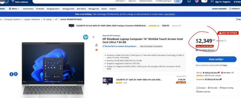 Laptop Business HP EliteBook 8 G1 14-inch Touch Intel Ultra 7 255H 64GB Ram 1TB SSD Windows 11 Pro