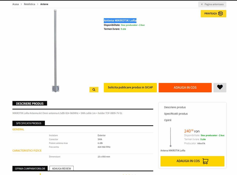 Helium Hotspot, Linxdot și Antena MIKROTIK LoRa