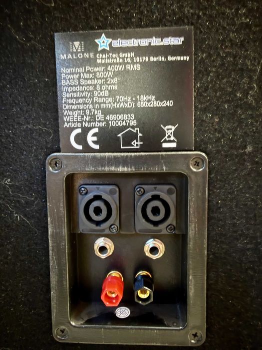 Kомплект – 2 пасивни колони Malone 800W + усилвател Skytec SPL-500 - като нов