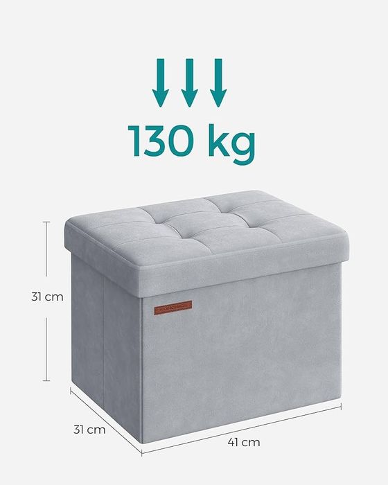 Taburet cu spațiu de depozitare, Gri, 38x38cm