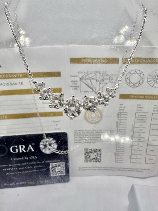 Сребърно колие с мойсанит (Диамант) 2.8 карата