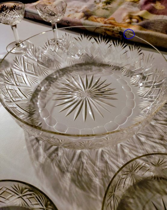 Platou, farfurioare, pahare cristal