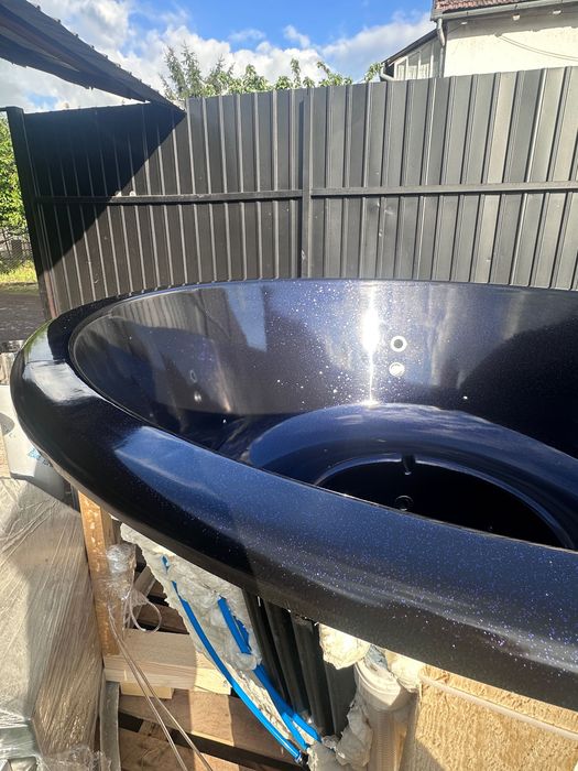 Ciubăr fibră sticlă 5-6 pers încastrat în terasă  + sobă inox