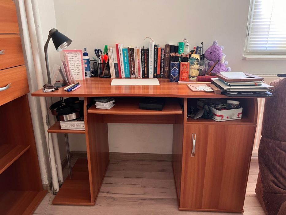 Masa de birou + raft + canapea extensibila