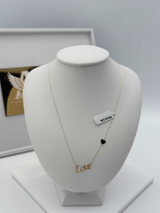 Колие „Love" със сърце 14К злато