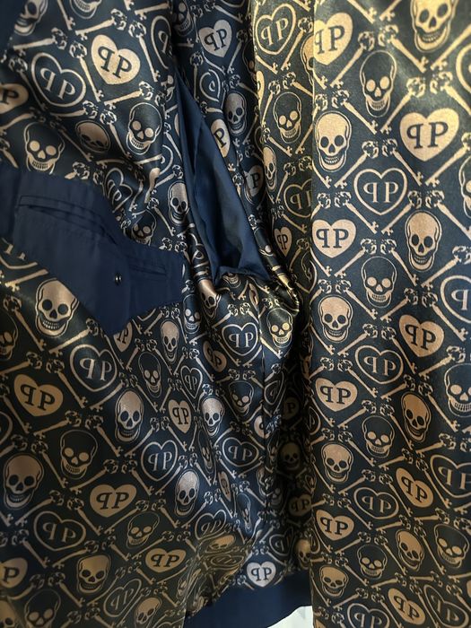 Geaca Philipp Plein Lether dark blue 3xl