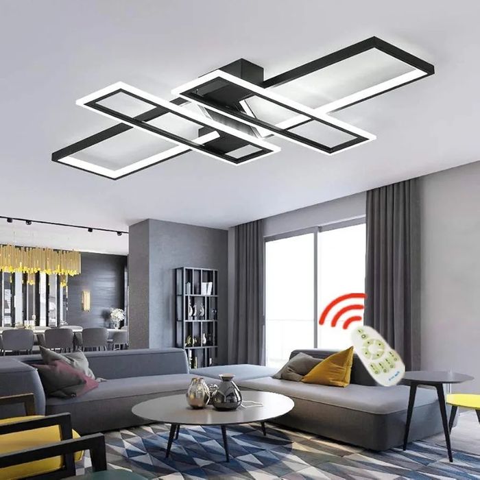 Led Черни правоъгълници невисяща трицветна лампа за таван