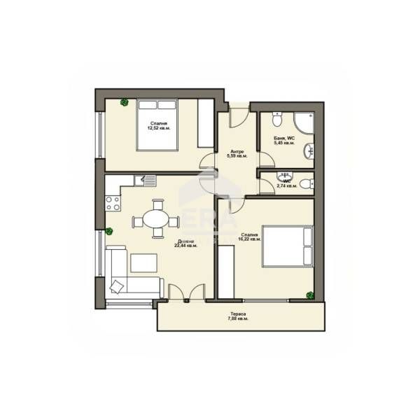 Тристаен панорамен апартамент в новострояща се кооперация в начален ет