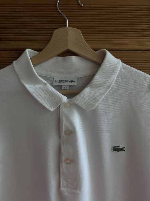 тениска Lacoste Sport Textured Ribbed Polo Shirt in White