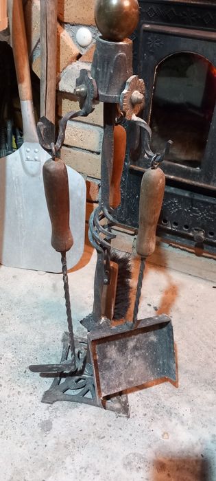 Suport accesori gratar șemineu soba cu piese din alamă