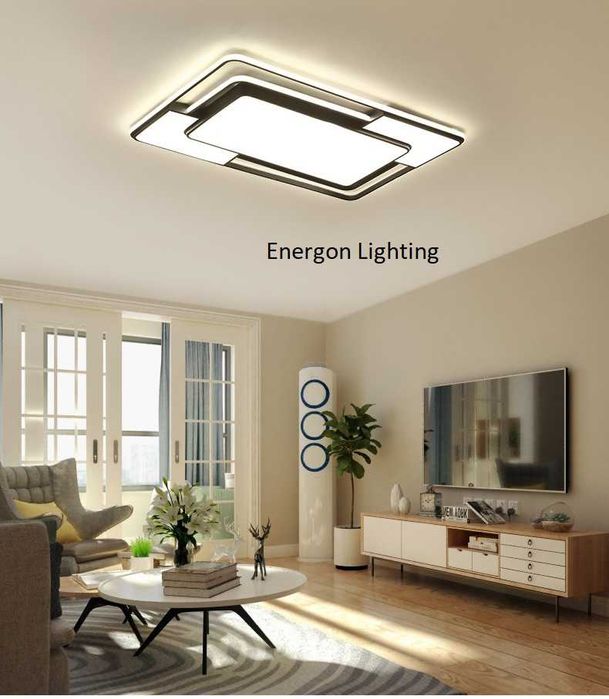 Луксозна LED ГОЛЯМА лампа интериор плафон димируема три цвята