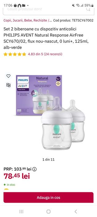 Set 2 biberoane anticolici Philips Avent + 2 set  tetine