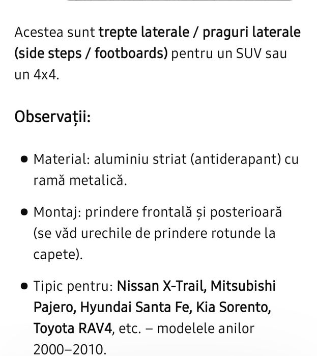 Praguri laterale, trepte NISSAN XTRAIL, Mitsubishi,Hyundai,Kit,Suv