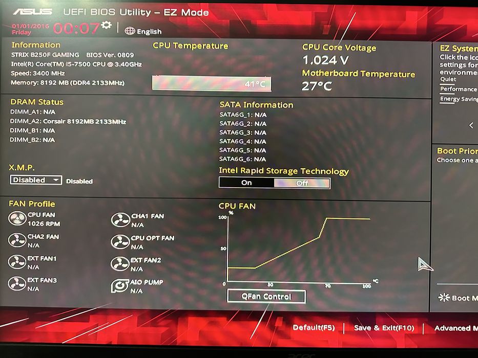 Asua ROG STRIXS B250-F Gaming + intel i5 7500