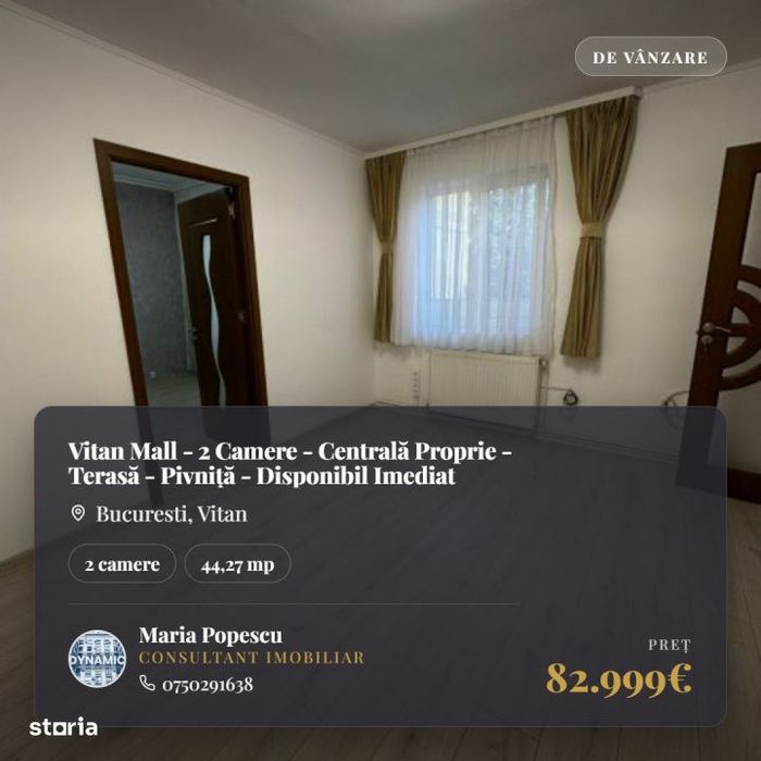 Vitan Mall - 2 Camere - Centrala Proprie - Terasa - Pivnita - Disponib