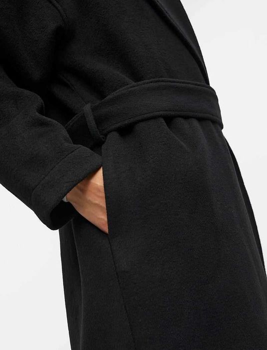 OBJECT OVERSIZE COAT , Черно дълго зимно палто,  100% вълна -  НОВО