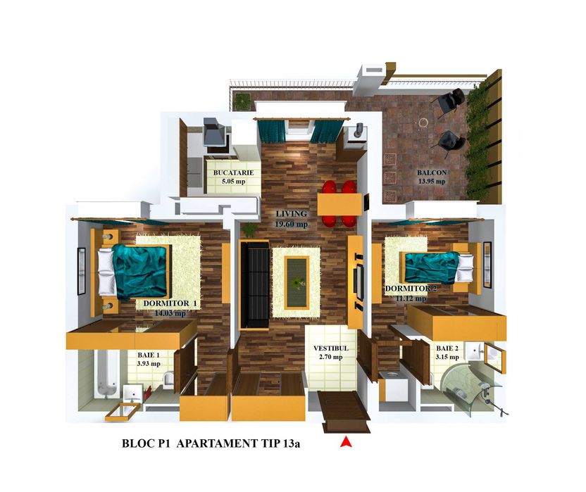 Cosmopolis - direct proprietar – închiriere ap 3 cam cu 2 băi & terasă spațioasă închisă
