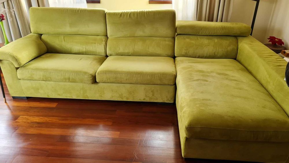 Coltar confortabil verde/oliv, 3+ locuri, material textil moale