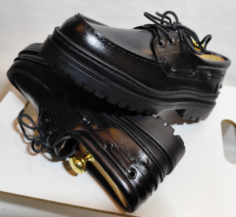 Pantofi derby 42 42.5 lace up ZARA NOI piele naturala negru