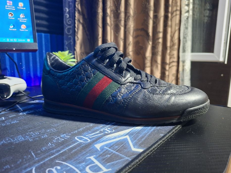 Gucci Leather Web Sneaker 'Black'