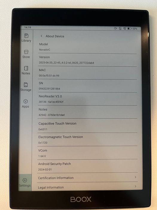 Eink таблет Boox Nova AirC