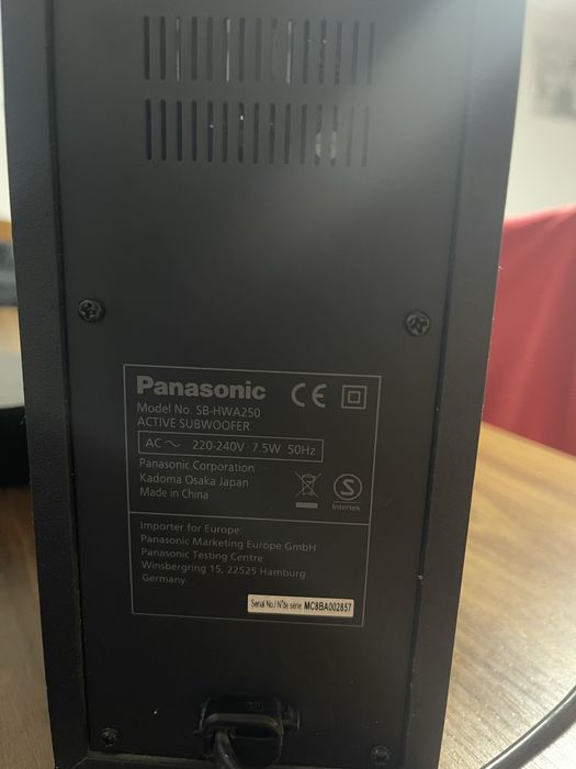 Sistem audio Soundbar cu Subwoofer wireles, Panasonic SC-HTB250 E, 120 W, Bluetooth