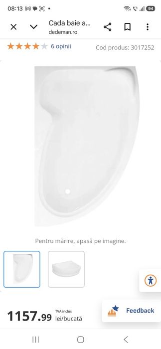Cada  pe colt pentru baie