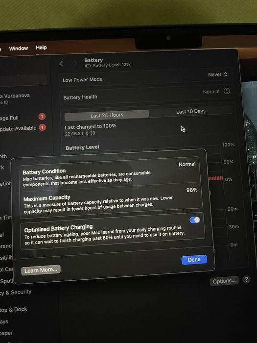 Macbook air M2 96% живот на батерията space gray