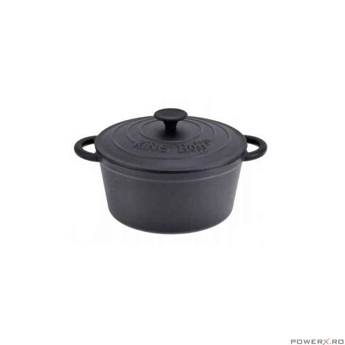 Oala din fonta 4 litri, 24 cm, cu capac, negru, KingHoff