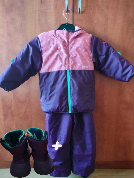 Set geaca si pantaloni + Ghete de iarnă pentru fete de 2-3 ani